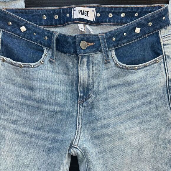 Paige verdugo ankle skinny jeans gems two tone denim raw hem size 27 - Picture 9 of 11